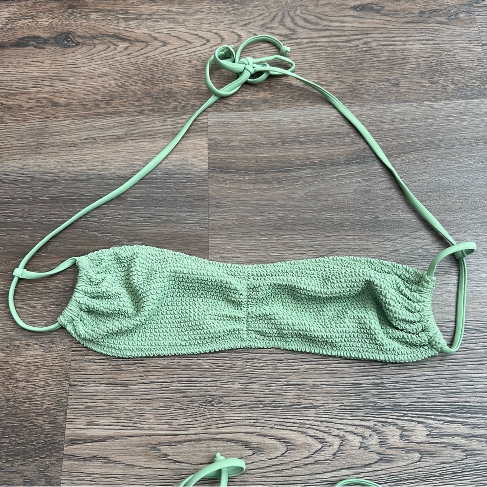 LA Hearts by PacSun Green Textured Bikini Set Top Medium / Bottoms Small Summer - Picture 3 of 8